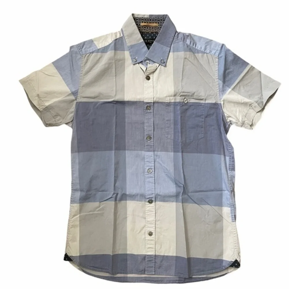 Ted Baker Shamdog Extra Trim Blue Sport Button-Down Slim Fit Shirt